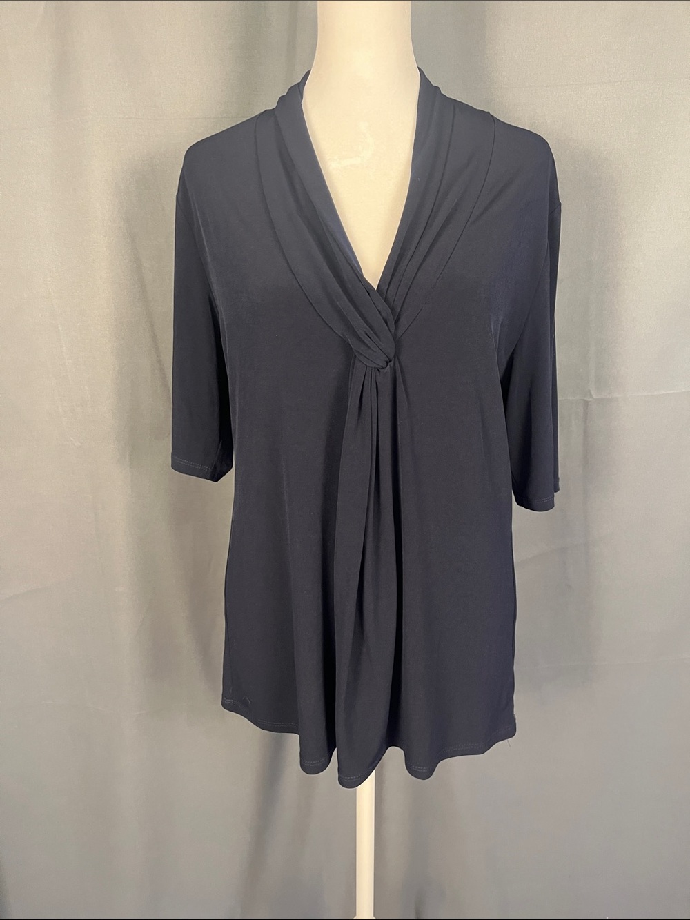 Premise Navy Twist-Front V-Neck Blouse